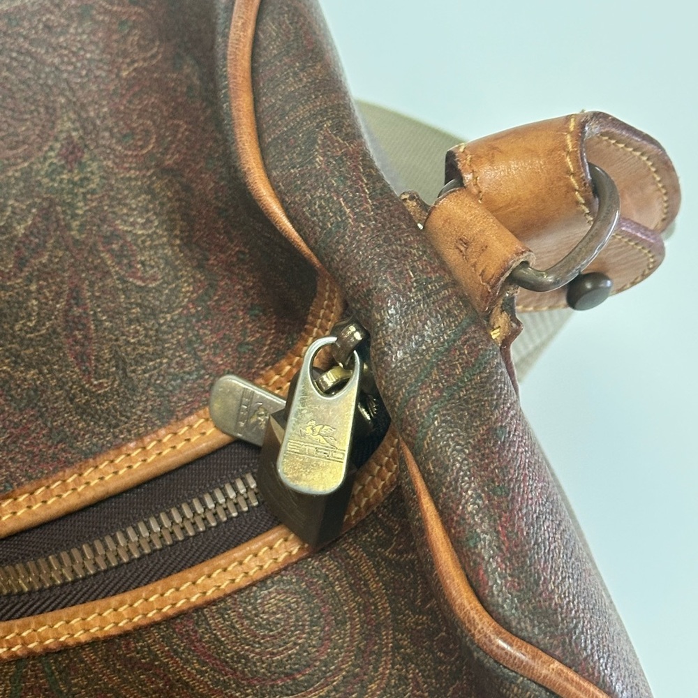 ETRO Milano Paisley Large Weekender Travel Duffel Bag with Crossbody Strap - Picture 7 of 14